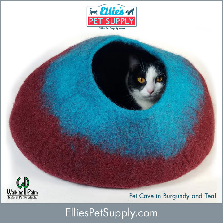 Cat Cave / Pet Bed in Maroon and Teal