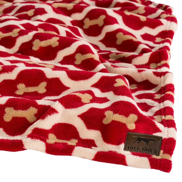 Red Bone Fleece Pet Blanket